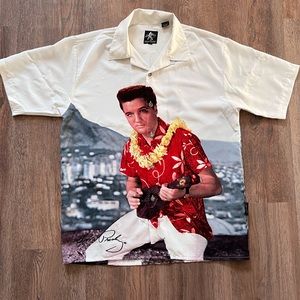 Elvis Presley RARE Vintage Button Up Hawaiian Shirt Aloha Medium